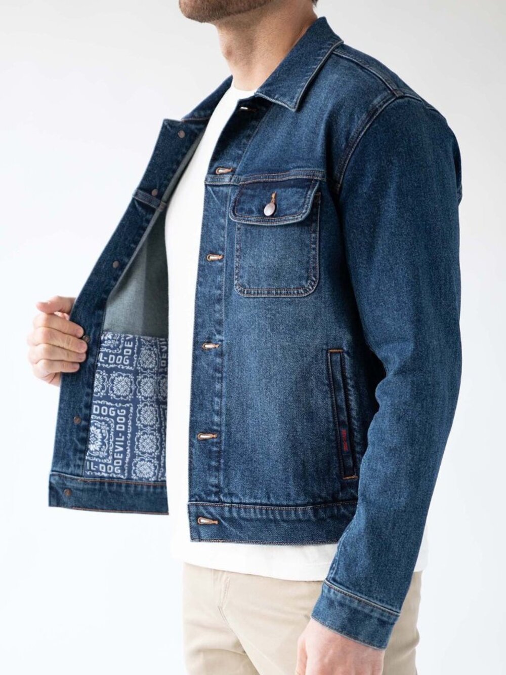 Devil-Dog Dungarees Denim Trucker Jacket - Thunderhead Medium - Picture 2 of 8